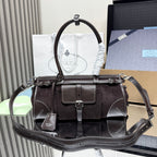 Prada Bonnie Medium Corduroy and Leather Handbag — Ebony — Article 1104