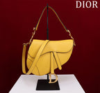 Dior Saddle Bag with Strap — Yellow Grained Leather — Article 490
