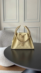Chanel 25 Small Handbag — Pale Yellow Grained Leather — Article 212