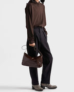 Prada Glossy Calfskin Leather Shoulder Bag - Dark Brown — Article 1238