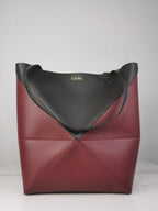 Loewe Medium Puzzle Fold Bicolour Tote — Chocolate / Burgundy — Article 680