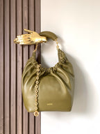 Loewe Small Squeeze — Olive Nappa / Gold Hardware — Article 1162