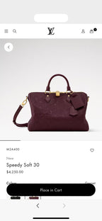 Louis Vuitton Speedy Soft 30 — Grenat Monogram Empreinte — Article 978