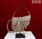 Dior Saddle Bag with Strap — Taupe Grained Leather — Article 486