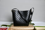 Gucci GG Emblem Shoulder Bag - Black GG Debossed Leather — Article 132