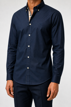 BRBRY — Men’s Navy Check-Detail Shirt