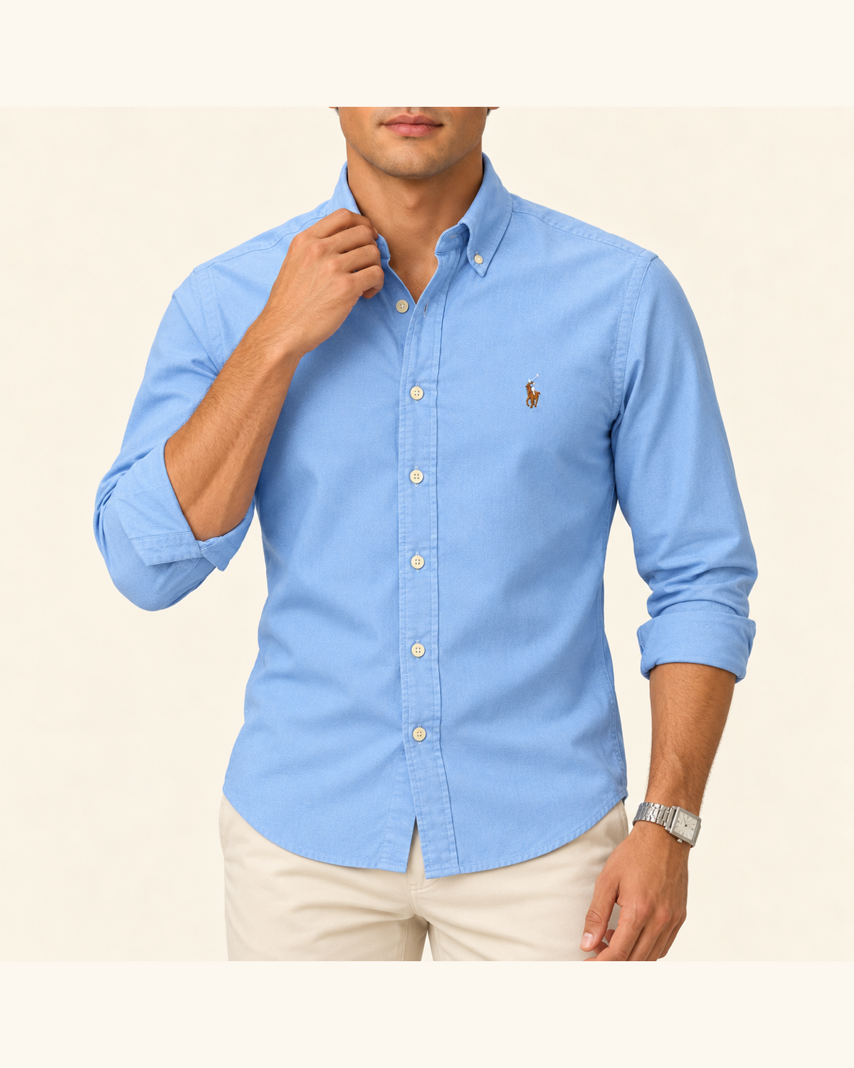 RL — Sky Blue Button-Down Shirt — front styling
