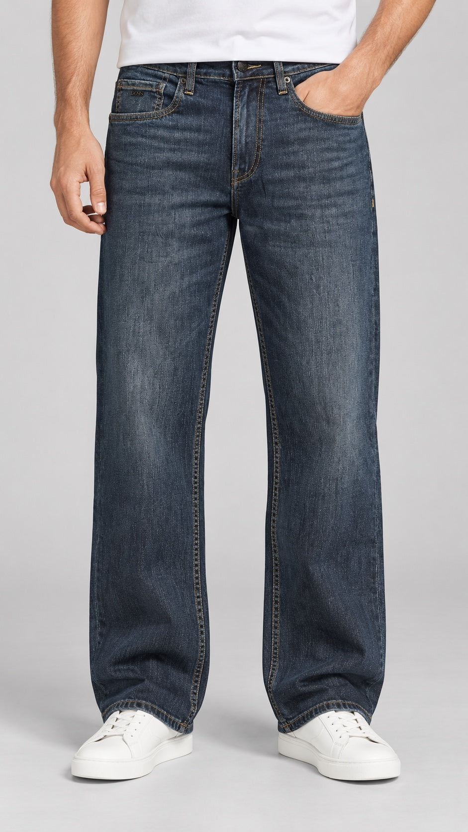 Men’s Wide-Leg Jeans – Dark Vintage Indigo - front view