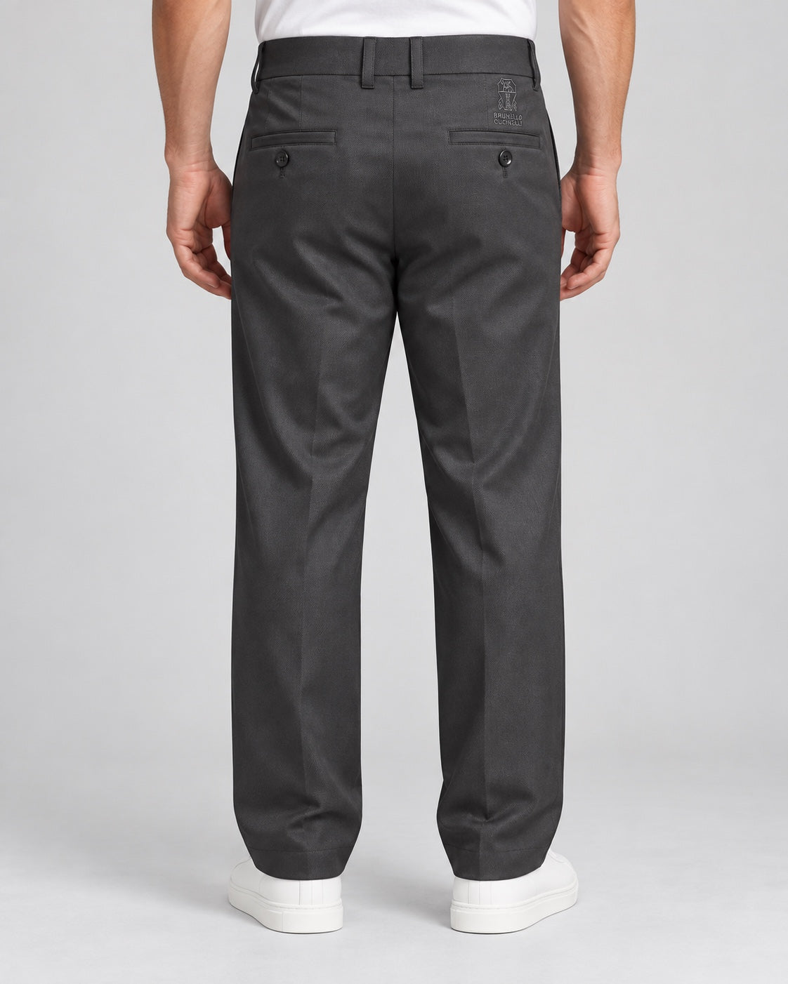 Men’s Tailored Trousers – Deep Charcoal Grey - back view