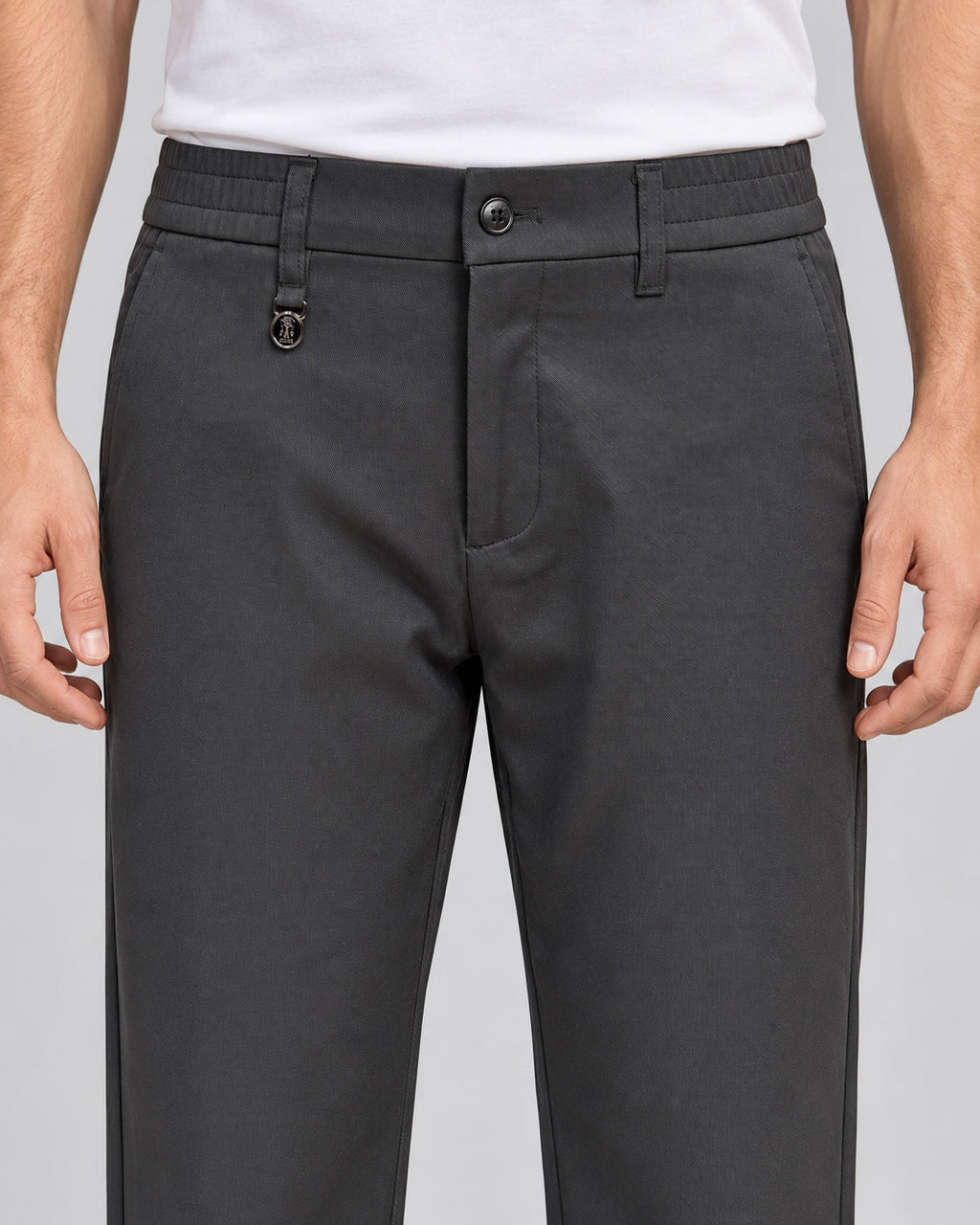 Men’s Tailored Trousers – Deep Charcoal Grey - front detail