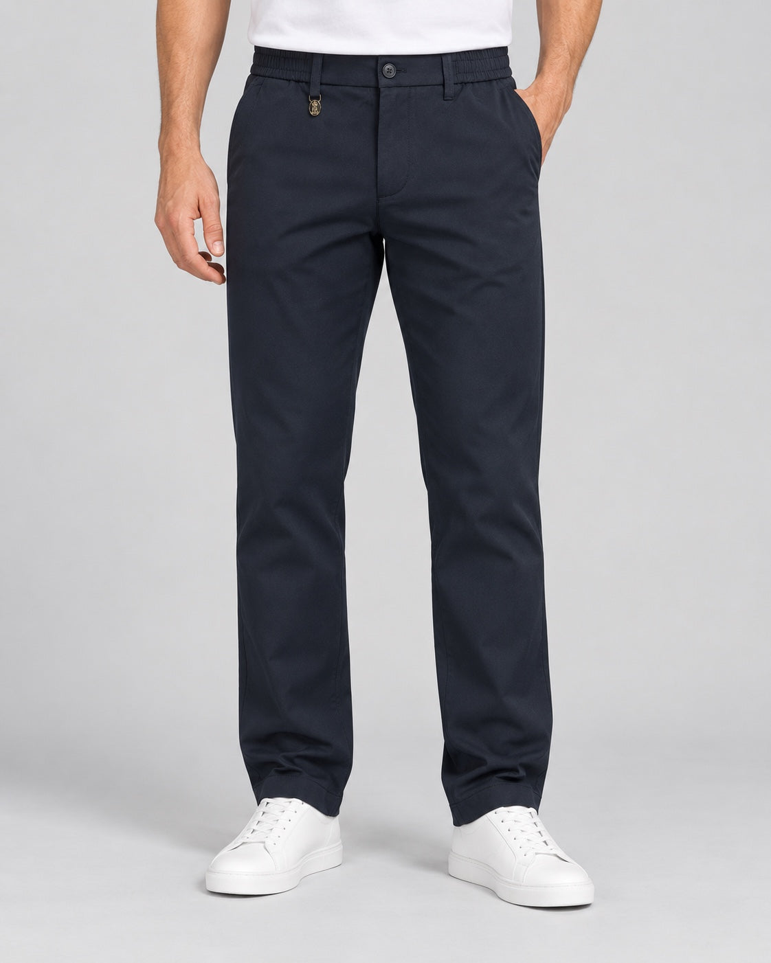 Men’s Button-Tab Tailored Trousers – Ink Navy - front view