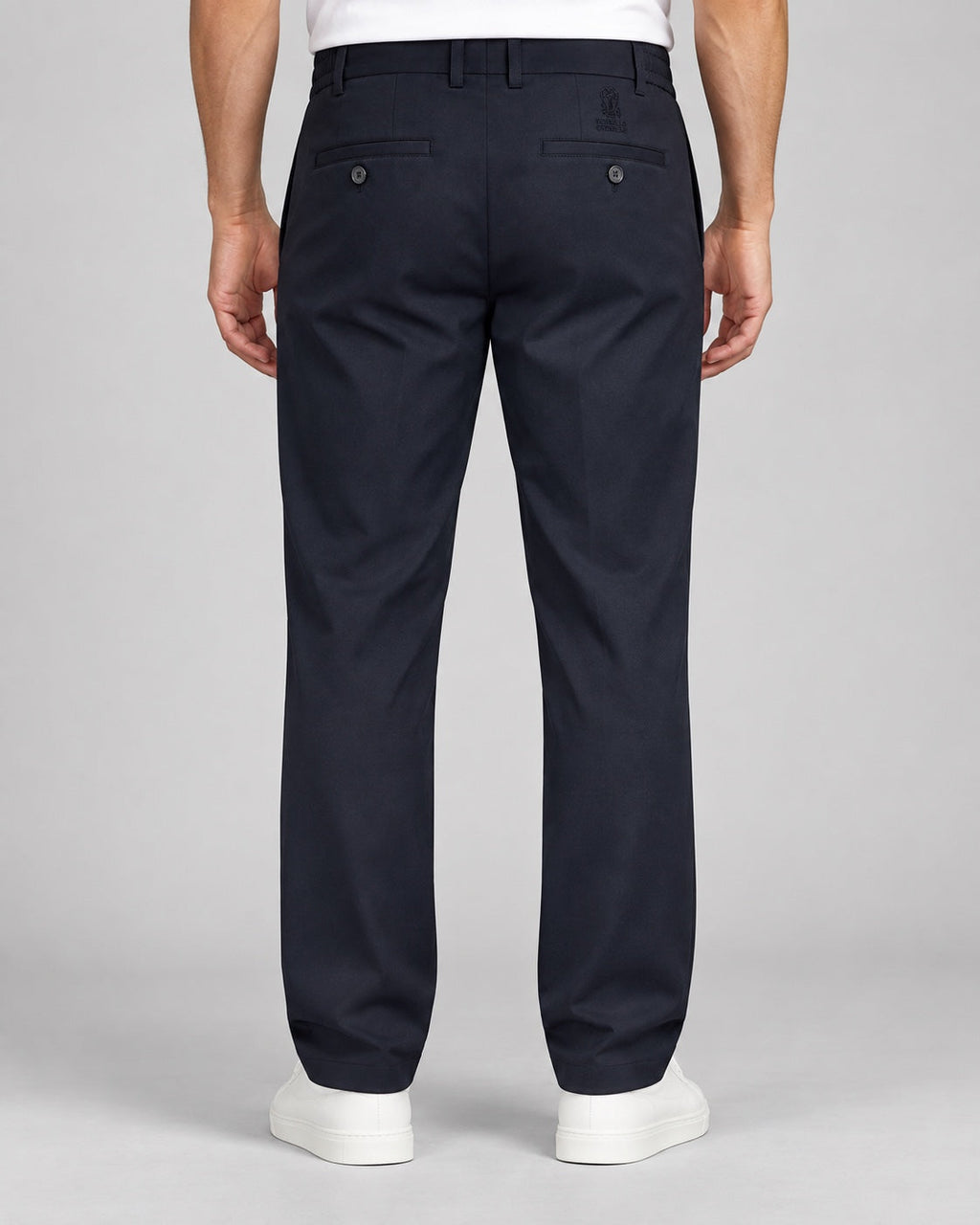 Men’s Button-Tab Tailored Trousers – Ink Navy - back view
