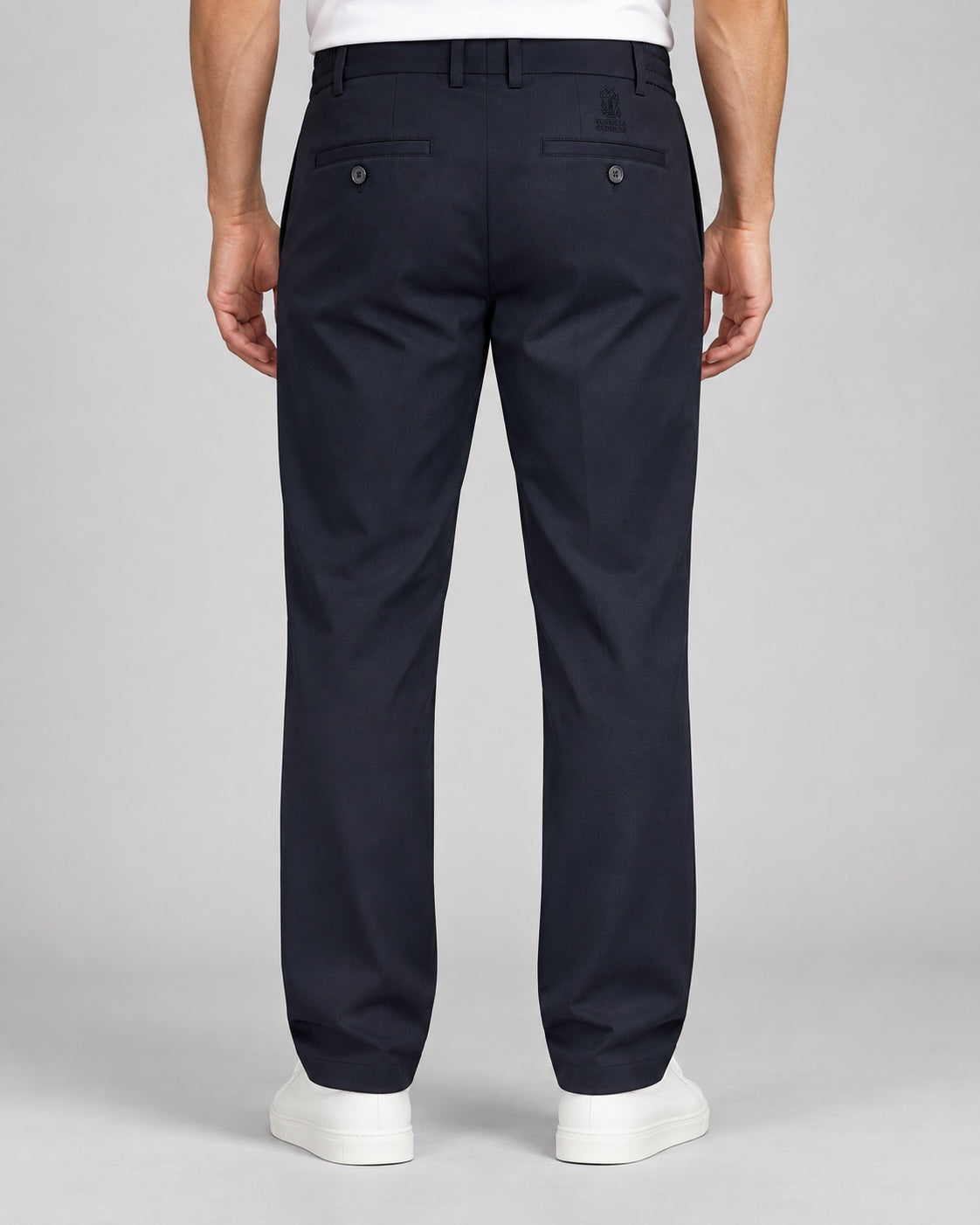 Men’s Button-Tab Tailored Trousers – Ink Navy - back view