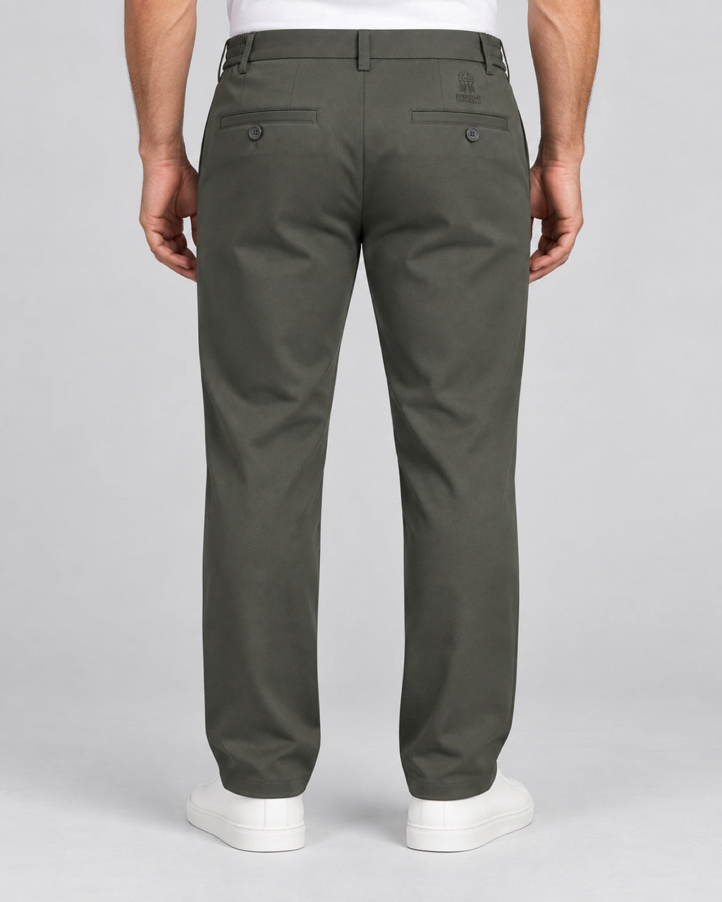 Men’s Tailored Trousers – Olive Grey - back view