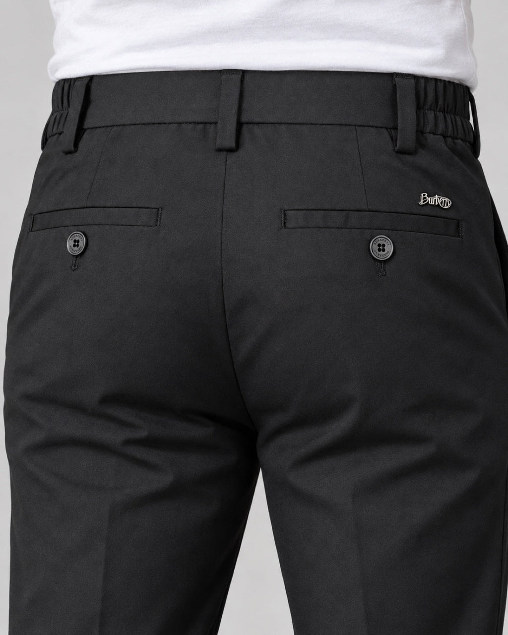 Men’s Tailored Trousers – Deep Black - back detail