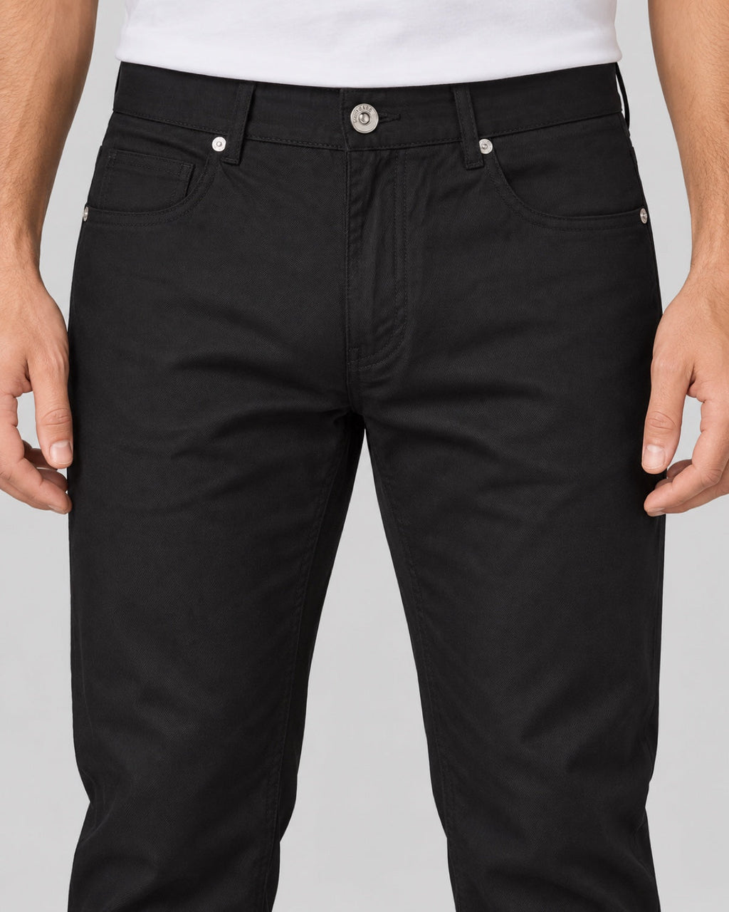 Men’s Five-Pocket Trousers – Black - front detail