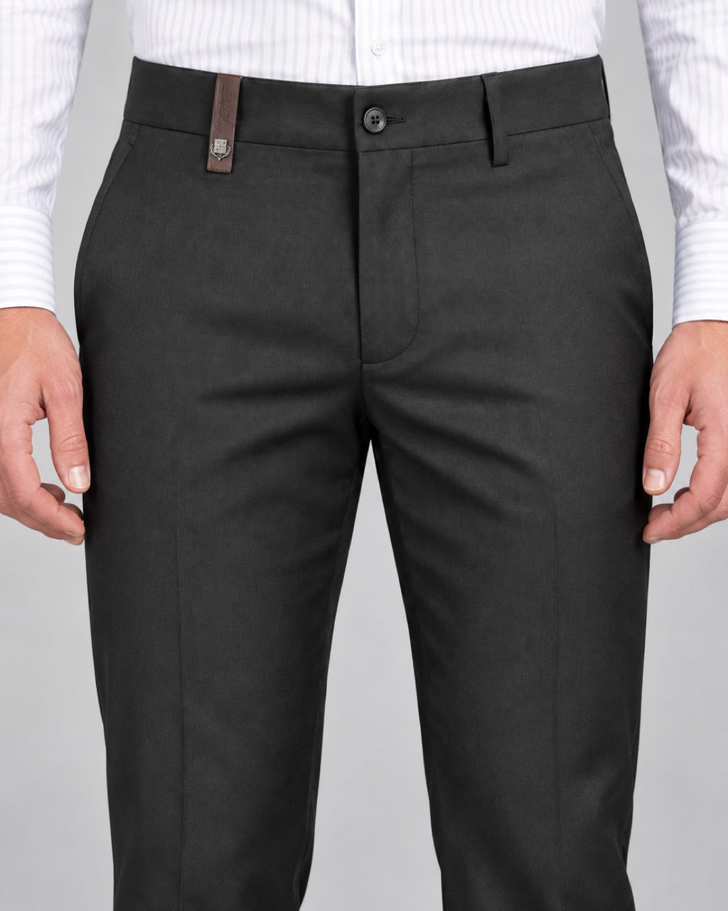 Men’s Graphite-Charcoal Formal Trousers - front detail