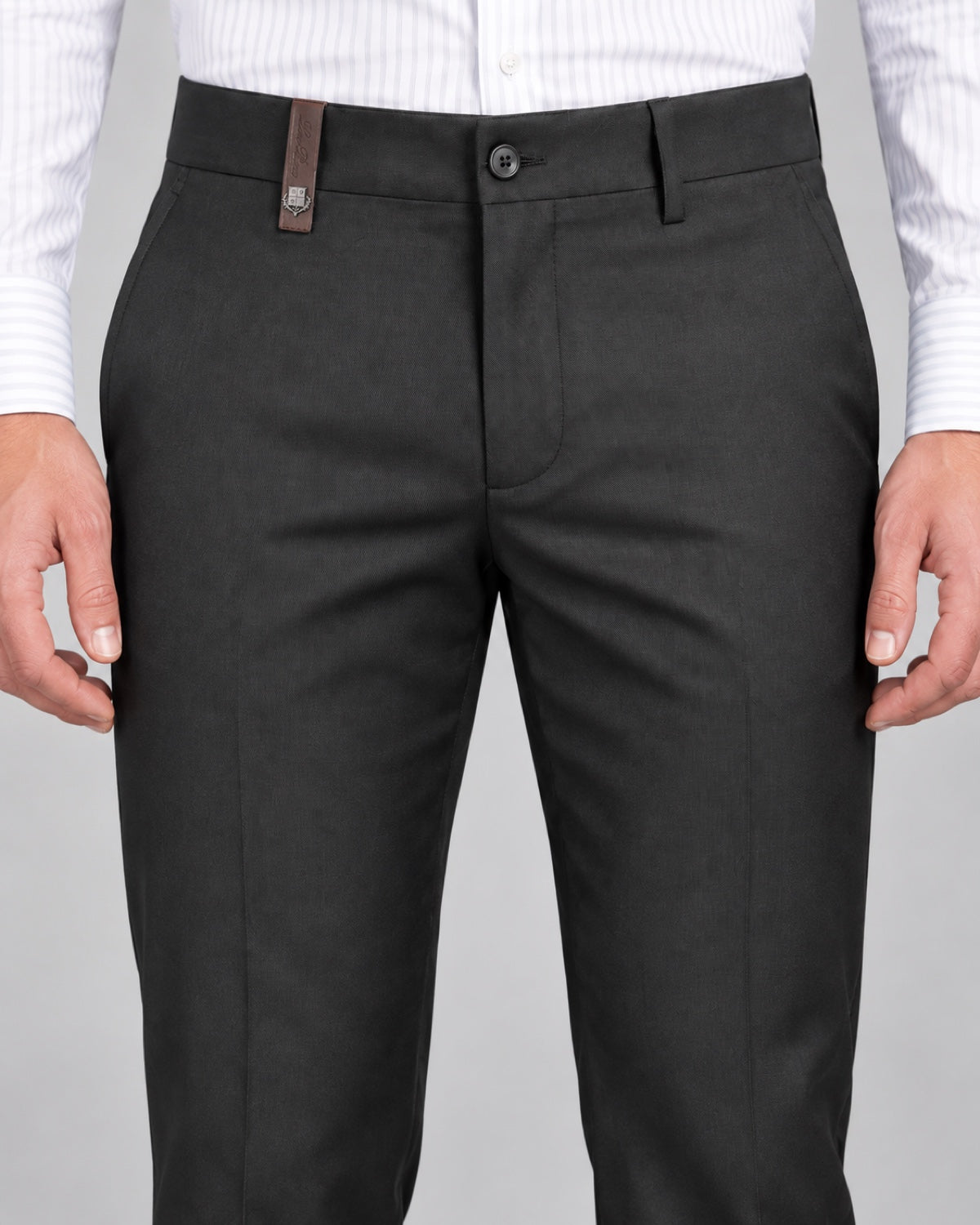 Men’s Graphite-Charcoal Formal Trousers - front detail