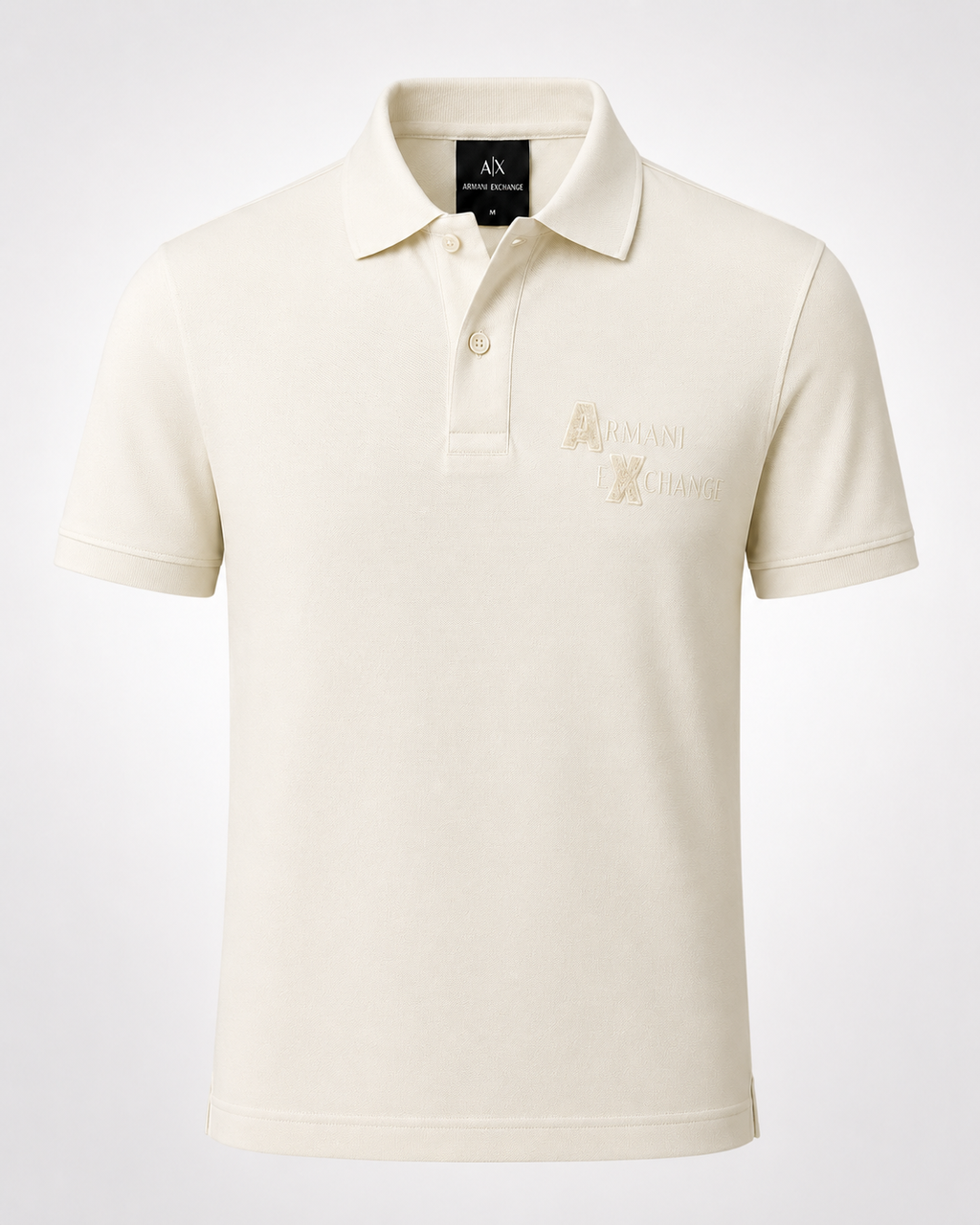 Men’s Cream Tonal-Logo Polo T-Shirt - front view