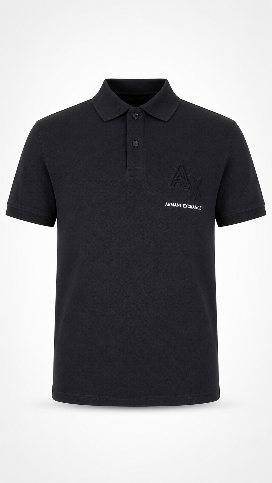 Men’s Black Embossed-Logo Polo T-Shirt - front view