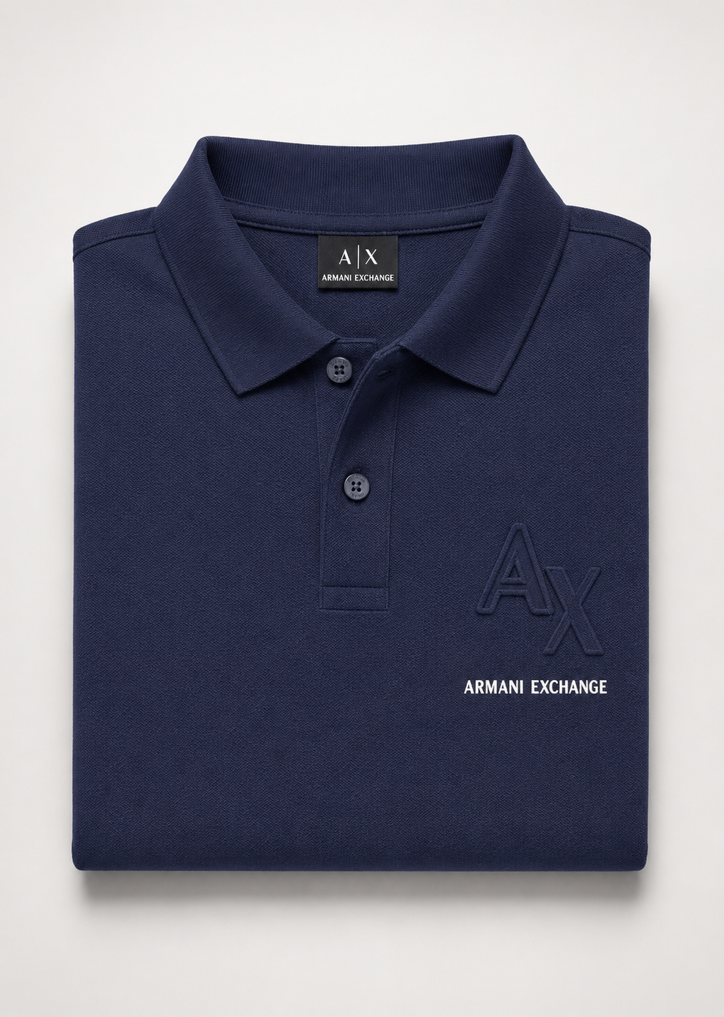 Men’s Navy Blue Embossed-Logo Polo T-Shirt - view 6