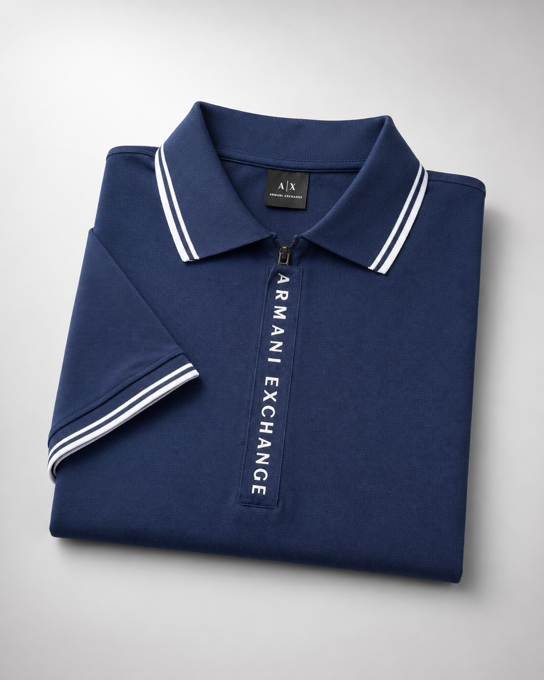 Men’s Navy Blue Zip-Placket Polo T-Shirt - view 5