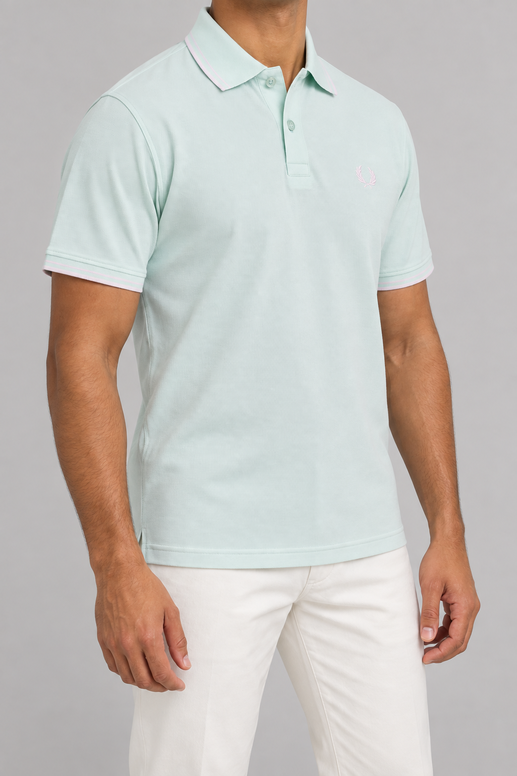 Pale Mint Polo With Pink Trim - view 2