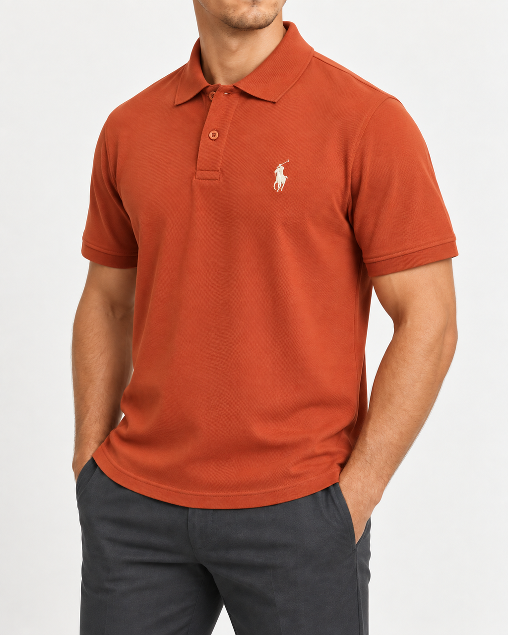 Rust-Orange Small-Pony Polo Shirt - view 2