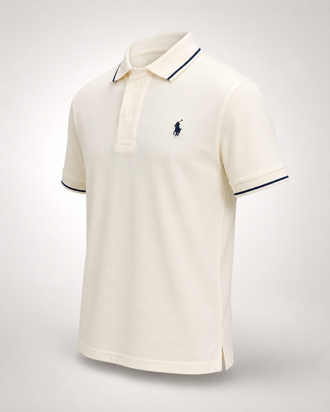 Men’s Cream Contrast-Trim Polo T-Shirt - view 2