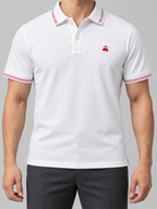 BB — White And Red-Stripe Animal Crest Polo