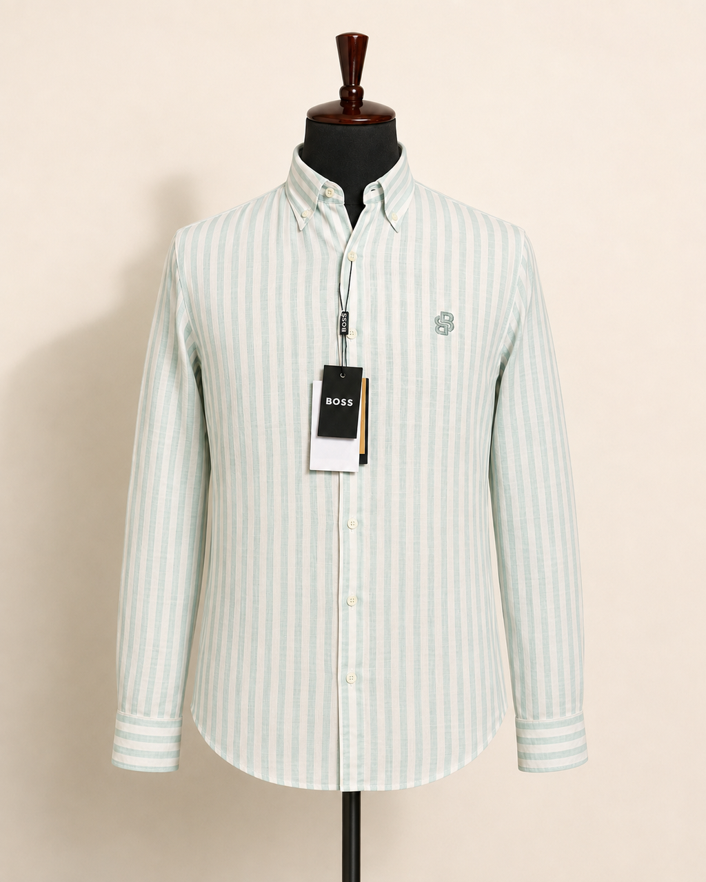Men’s Mint & White Striped Shirt - view 2