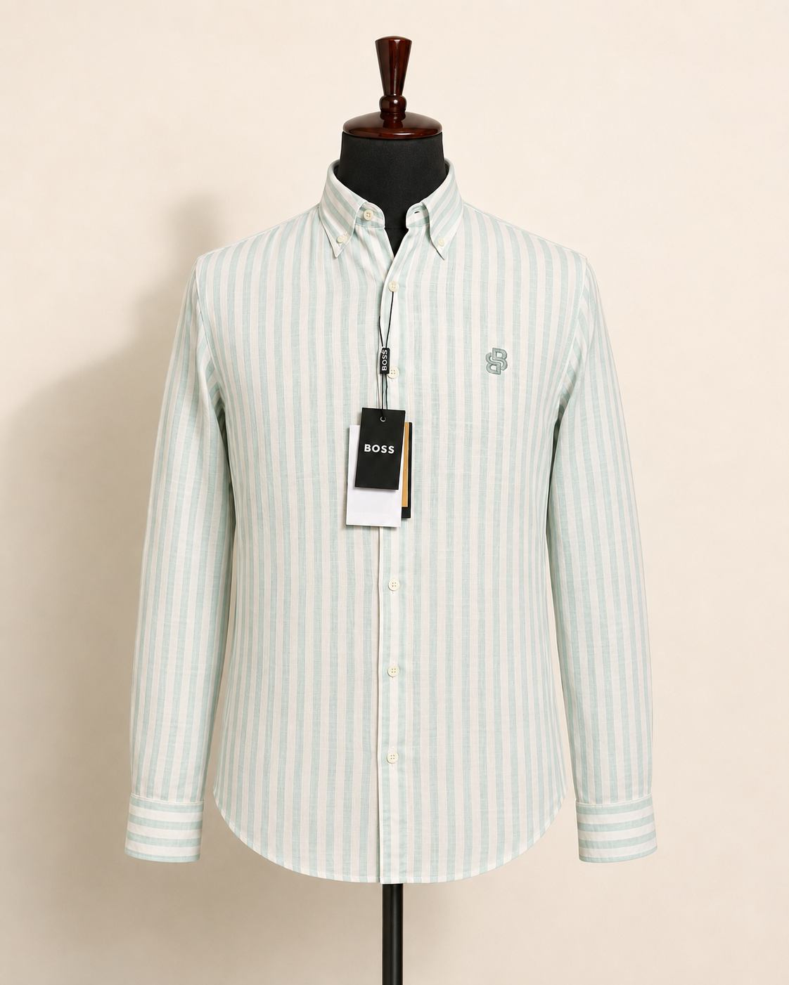 Men’s Mint & White Striped Shirt - view 2
