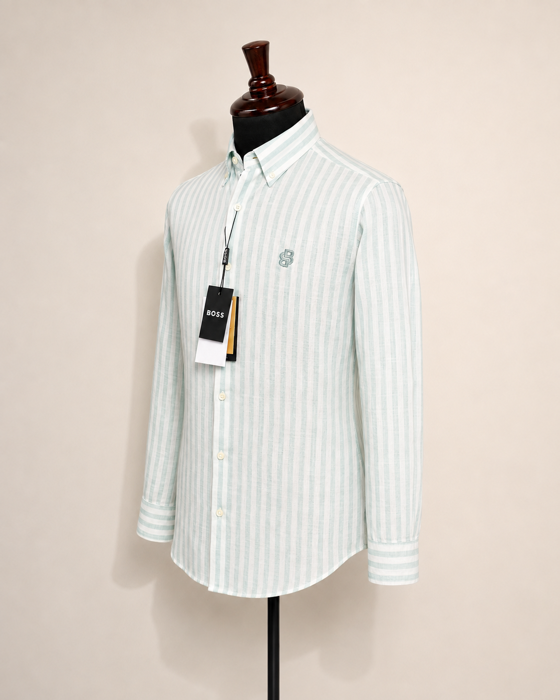 Men’s Mint & White Striped Shirt - view 3