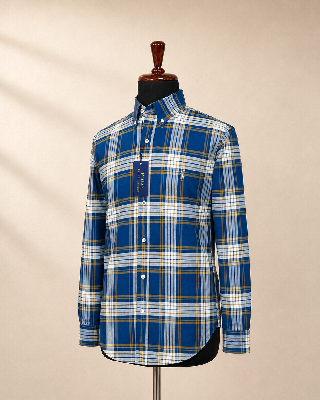 Men’s Royal Blue Plaid Shirt - view 2