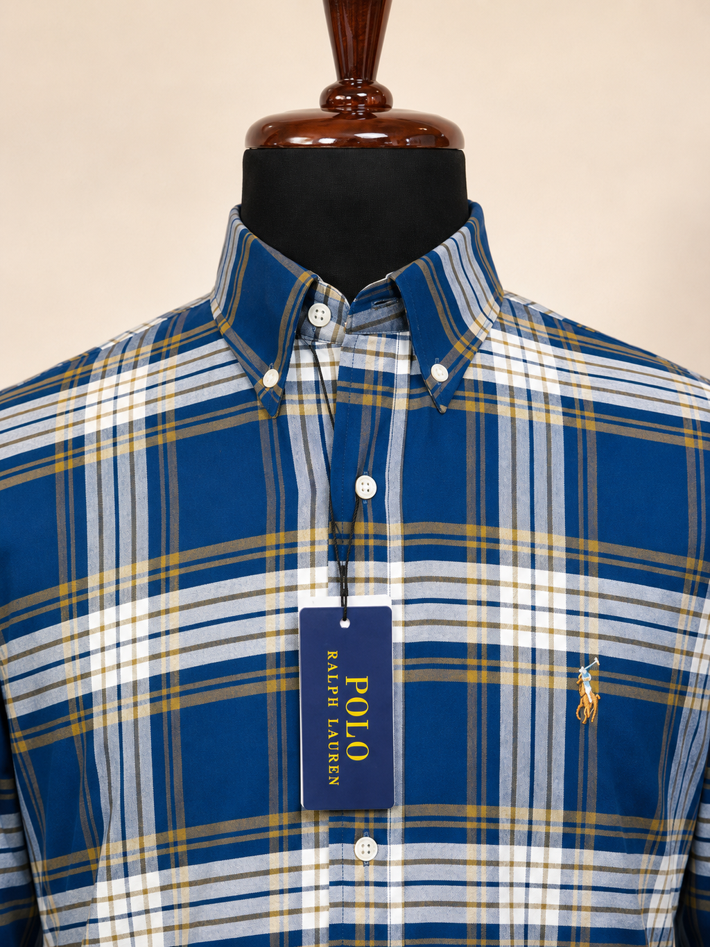 Men’s Royal Blue Plaid Shirt - view 4