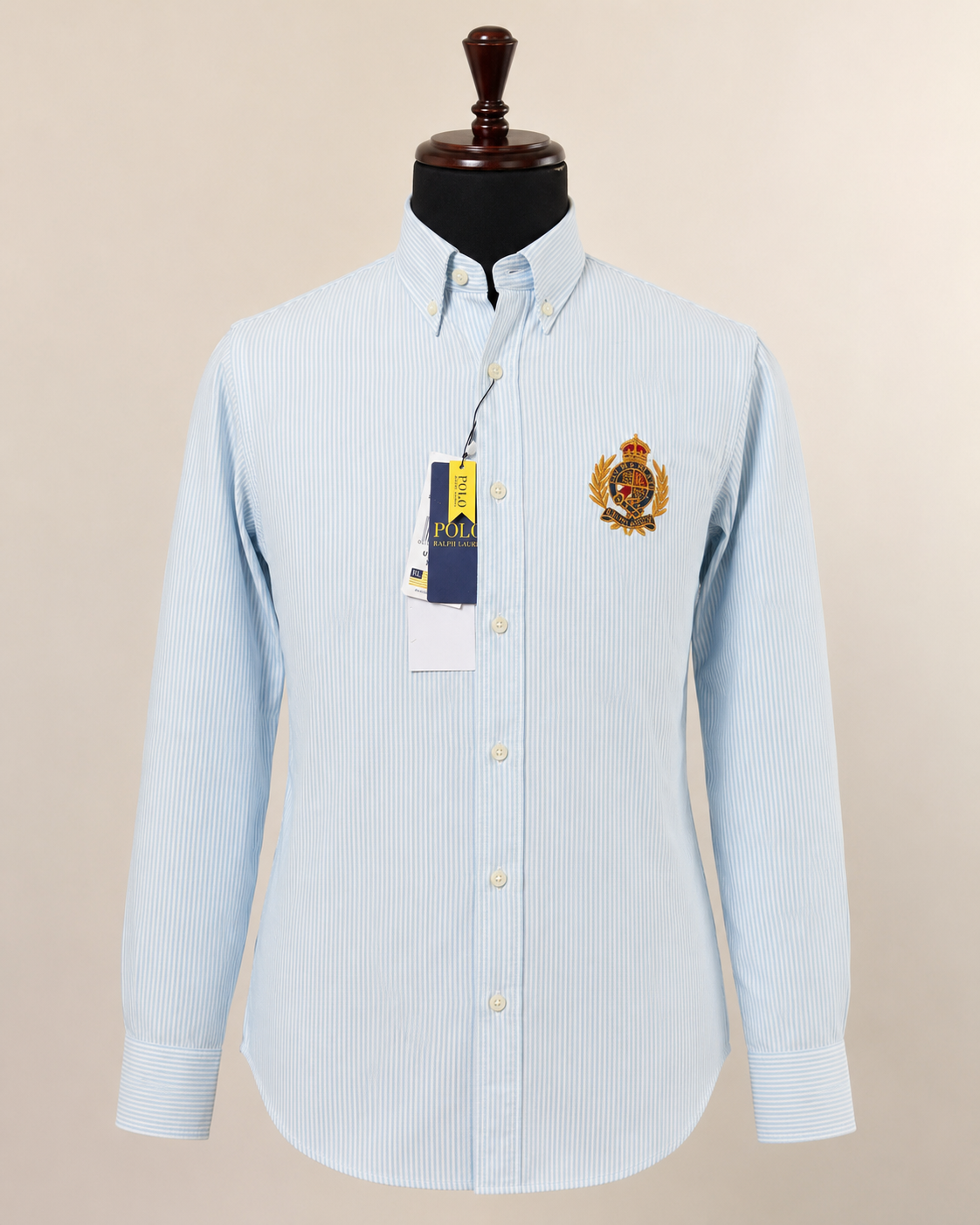 Men’s Sky Blue Pinstripe Crest Shirt - view 3