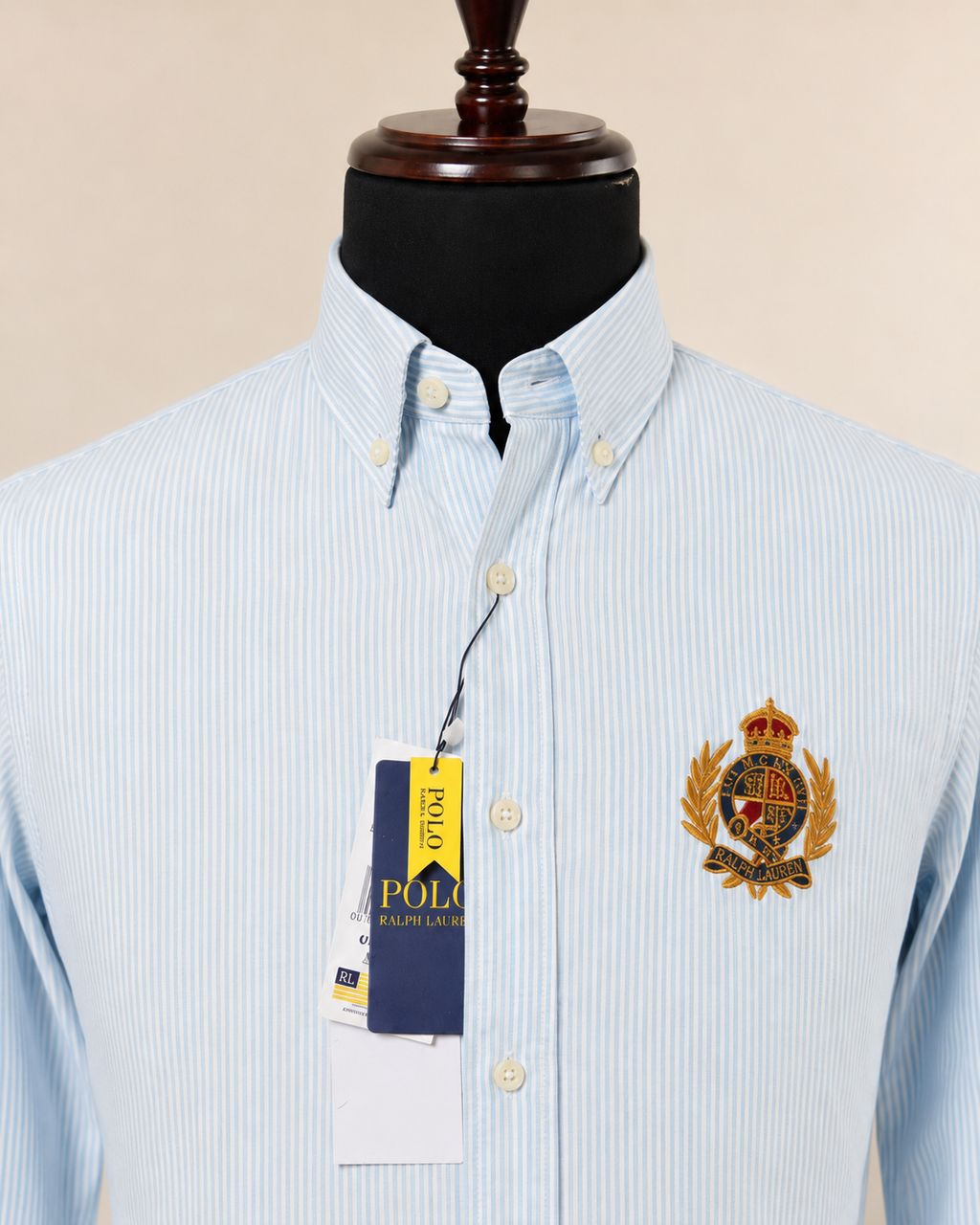 Men’s Sky Blue Pinstripe Crest Shirt - view 4