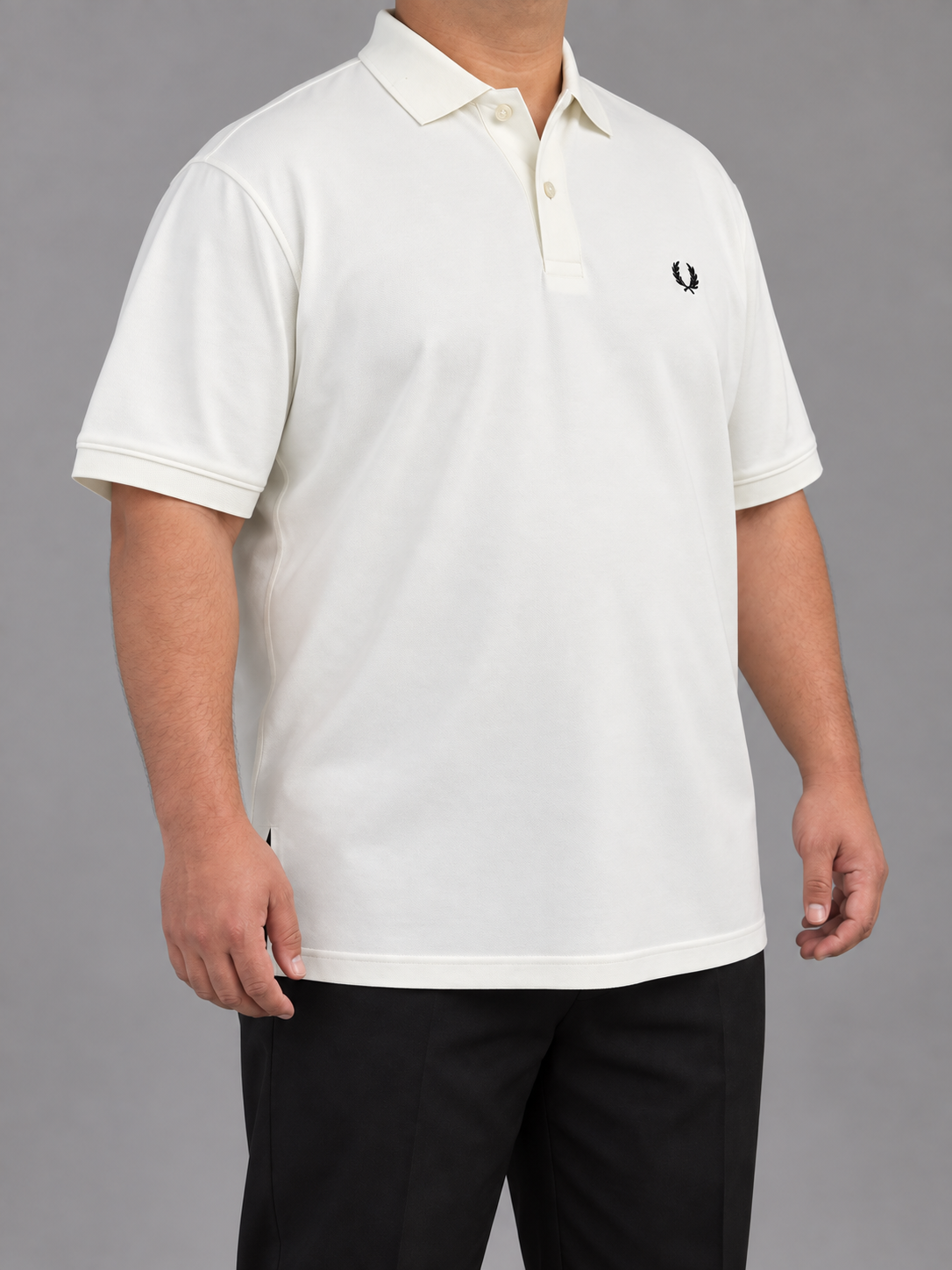 Oversized Ivory Polo With Black Laurel Embroidery - view 3
