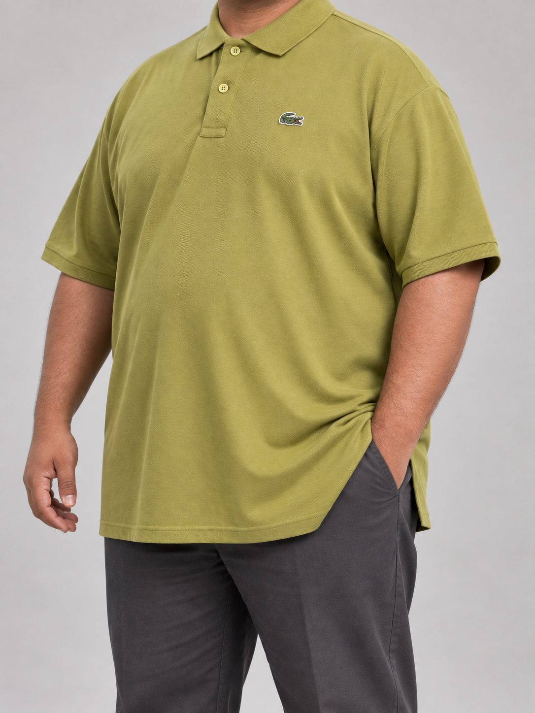 Oversized Olive Crocodile Patch Polo - view 3