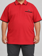 LCST — Oversized Red Pocket Polo With Black Trim
