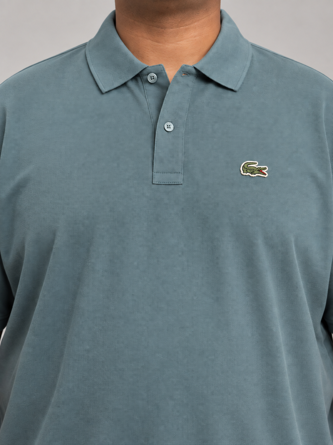 Oversized Slate-Sage Crocodile Patch Polo - view 4