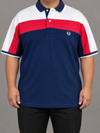 FP — Oversized White, Red And Navy Colour-Block Polo