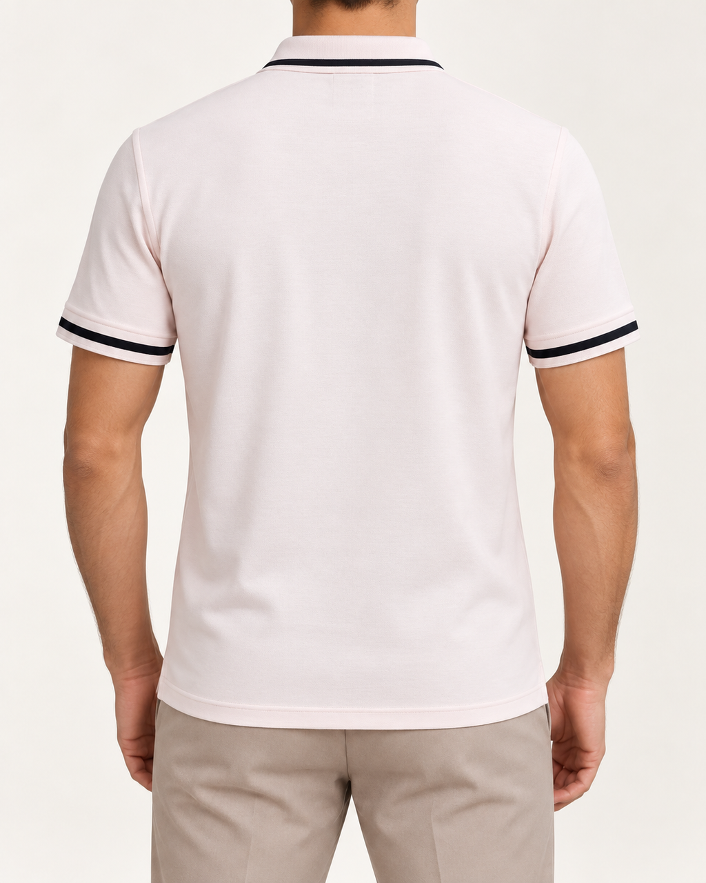 Pale Blush Stripe Trim Crest Polo - view 3