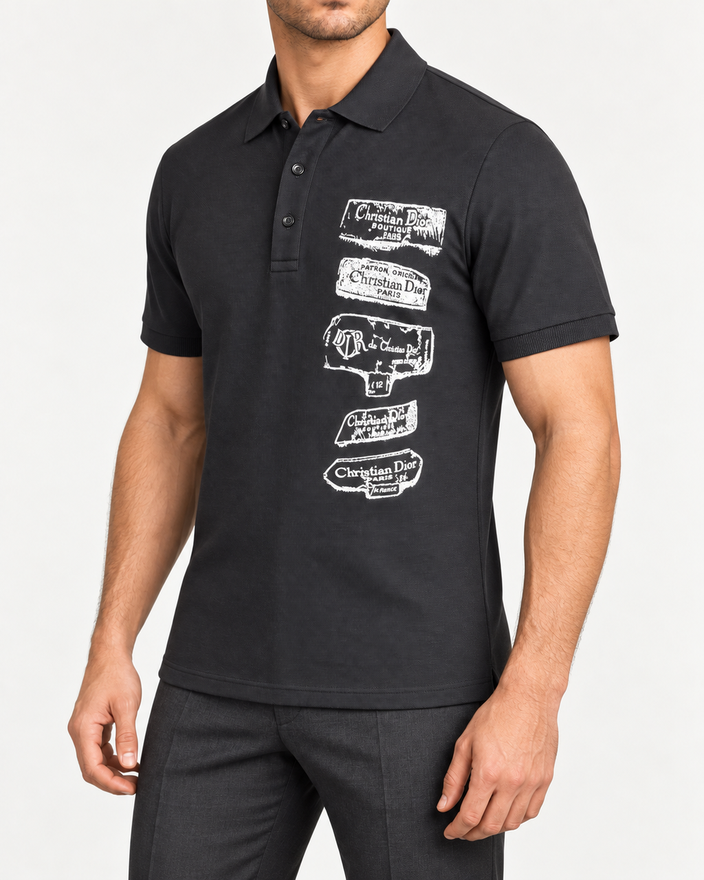 Charcoal Archive Label Graphic Polo Shirt - view 2