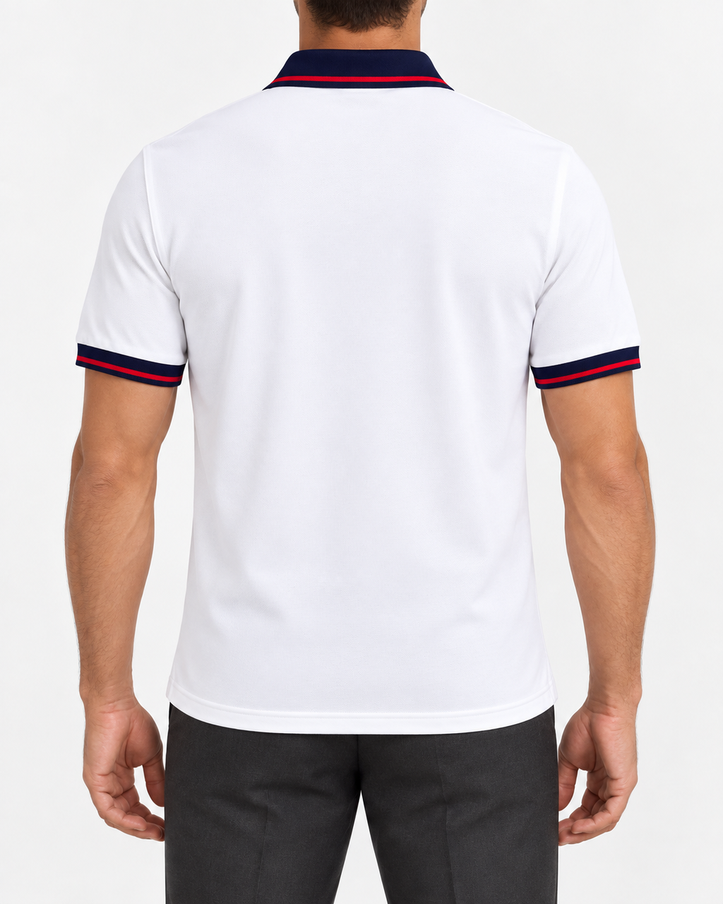 White Navy & Red-Trim Logo Polo Shirt - view 3