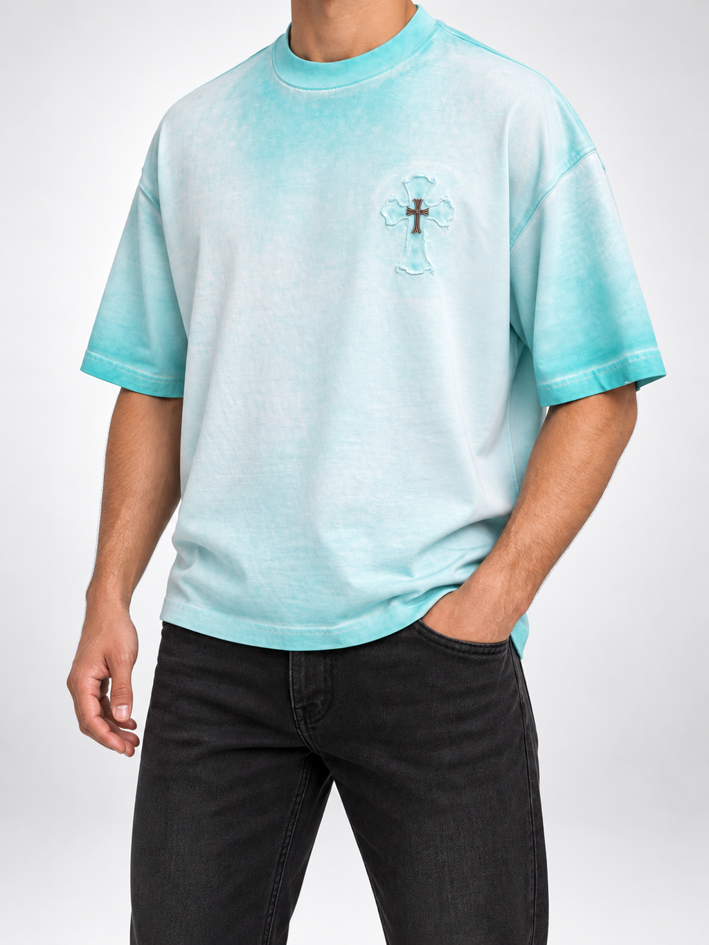 Men’s Washed Mint Cross-Heart T-Shirt - view 2