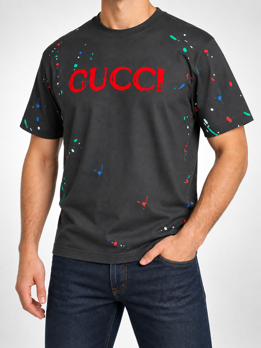Men’s Charcoal Paint-Splatter Logo T-Shirt - view 3