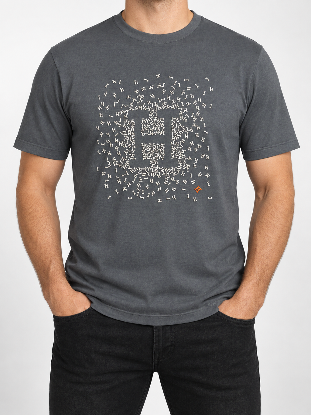 Men’s Slate Grey H Mosaic T-Shirt - front view