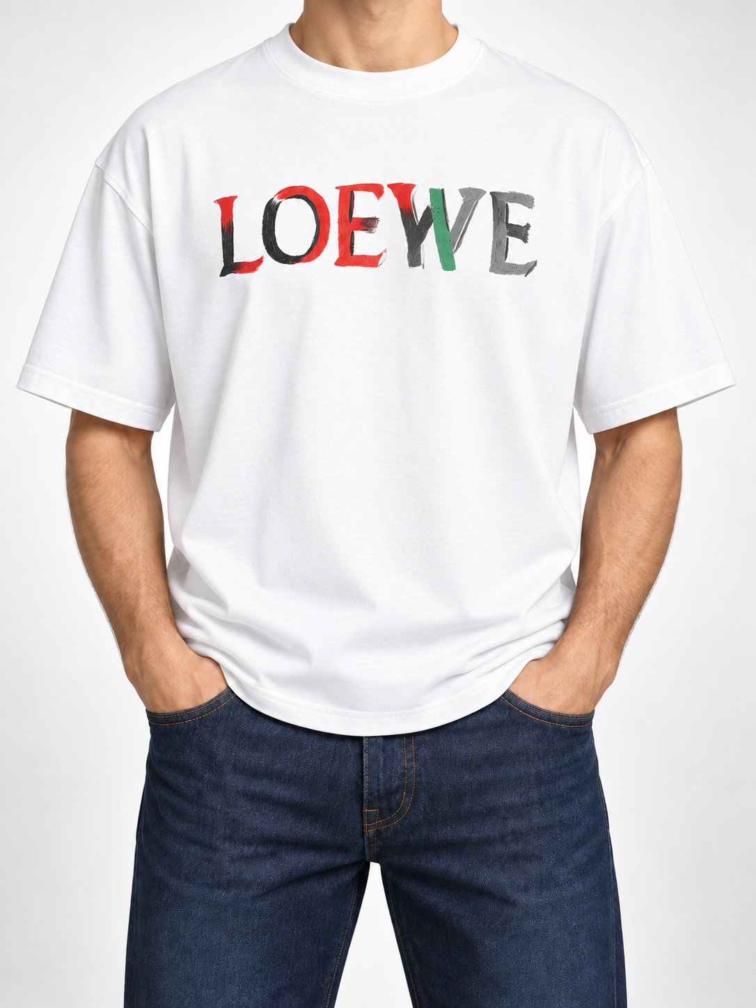 Men’s White Painted Logo T-Shirt - front view