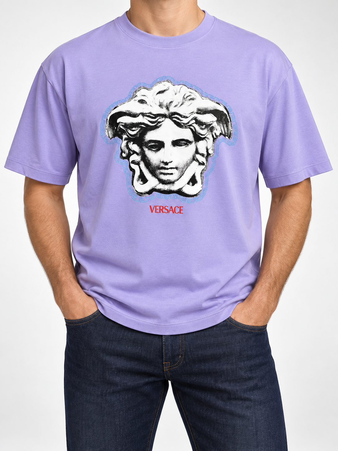 Men’s Lavender Medusa Drop-Shoulder T-Shirt - front view